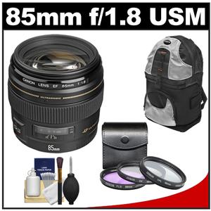 Canon EF 85mm f/1.8 USM Lens with Backpack + 3 UV/FLD/CPL Filters + Cleaning Kit - Digital Cameras and Accessories - Hip Lens.com