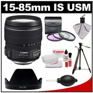 Canon EF-S 15-85mm f/3.5-5.6 IS USM Zoom Lens with 3 UV/FLD/CPL Filters + Lens Hood + Tripod + Accessory Kit - Digital Cameras and Accessories - Hip Lens.com