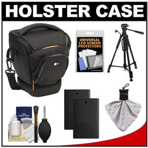 Case Logic Digital SLR Holster Camera Bag/Case (Black) (SLRC-200) with (2) EN-EL9a Batteries + Tripod + Accessory Kit - Digital Cameras and Accessories - Hip Lens.com