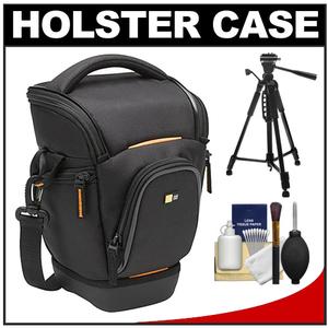 Case Logic Digital SLR Zoom Holster Camera Bag/Case (Black) (SLRC-201) with Tripod + Accessory Kit