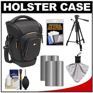 Case Logic Digital SLR Zoom Holster Camera Bag/Case (Black) (SLRC-201) with (2) EN-EL3e Batteries + Tripod + Accessory Kit - Digital Cameras and Accessories - Hip Lens.com