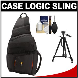 Case Logic Digital SLR Sling Camera Bag/Case (Black) (SLRC-205) with Tripod + Accessory Kit