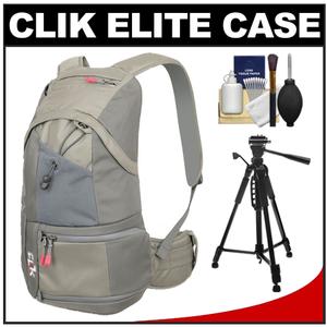 Clik Elite Compact Sport Digital SLR Camera Backpack Case (Gray) with Tripod + Cleaning Kit - Digital Cameras and Accessories - Hip Lens.com
