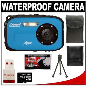 Coleman Xtreme C5WP Shock & Waterproof Digital Camera (Blue) with 8GB Card + Case + Accessory Kit - Digital Cameras and Accessories - Hip Lens.com
