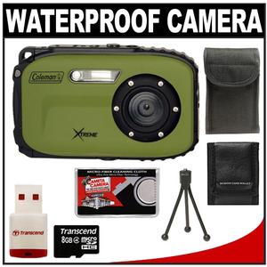 Coleman Xtreme C5WP Shock & Waterproof Digital Camera (Green) with 8GB Card + Case + Accessory Kit - Digital Cameras and Accessories - Hip Lens.com