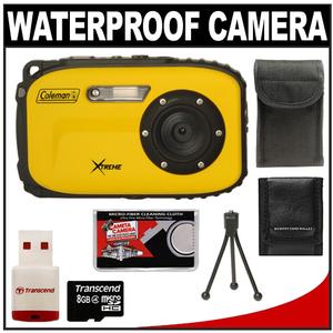 Coleman Xtreme C5WP Shock & Waterproof Digital Camera (Yellow) with 8GB Card + Case + Accessory Kit - Digital Cameras and Accessories - Hip Lens.com