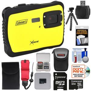 Coleman Xtreme C6WP HD Shock & Waterproof Digital Camera (Yellow) with 32GB Card + Case + Flex Tripod + Kit