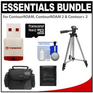 Essentials Bundle for ContourROAM  ContourROAM 2 & Contour+ 2 Action Camcorders with 16GB Card + Case + Tripod + Accessory Kit