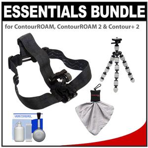 Essentials Bundle for ContourROAM  ContourROAM 2 & Contour+ 2 Action Camcorders with Helmet Mount + Flex Tripod + Accessory Kit