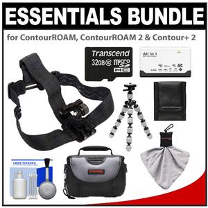 Essentials Bundle for ContourROAM  ContourROAM 2 & Contour+ 2 Action Camcorders with Helmet Mount + 32GB Card + Case + Flex Tripod + Accessory Kit