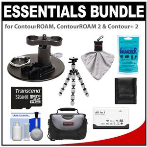 Essentials Bundle for ContourROAM  ContourROAM 2 & Contour+ 2 Action Camcorders with Surfboard Mount + 32GB Card + Case + Accessory Kit