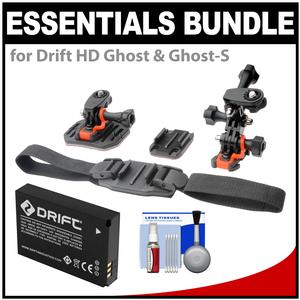 Essentials Bundle for Drift HD Ghost & Ghost-S Action Camcorder with Helmet & Flat Surface Mounts + Battery + Cleaning Kit Essentials Bundle for Drift HD Ghost & Ghost-S Action Camcorder with Helmet & Flat Surface Mounts + Battery + Cleaning Kit