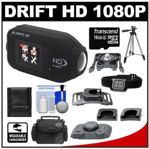 Drift Innovation HD 1080p Digital Video Action Camera Camcorder with 16GB Card + Battery + Case + Tripod + Cleaning Kit - Digital Cameras and Accessories - Hip Lens.com