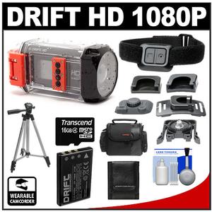 Drift Innovation HD 1080p Digital Video Action Camera Camcorder with HD Waterproof Case + 16GB Card + Battery + Case + Tripod + Cleaning Kit - Digital Cameras and Accessories - Hip Lens.com