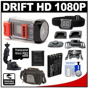 Drift Innovation HD 1080p Digital Video Action Camera Camcorder with HD Waterproof Case + 16GB Card + Suction Cup Windshield Mount + Battery + Case + Kit - Digital Cameras and Accessories - Hip Lens.com