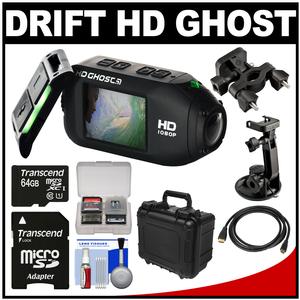 Drift Innovation HD Ghost Wi-Fi Waterproof Digital Video Action Camera Camcorder with Suction Cup & Handlebar Bike Mounts + 64GB Card + Hard Case + Kit
