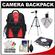 Precision Design Multi-Use Laptop/Tablet Digital SLR Camera Backpack Case (Black/Red) with Spudz Cleaning Cloth + Multi-Card Reader + Tripod + Accessory Kit