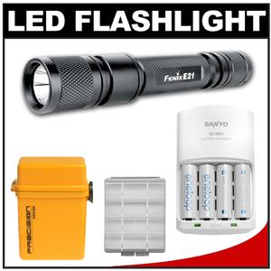 Fenix E21 LED Waterproof Torch Flashlight with Batteries/Charger + Battery Case + Waterproof Case - Digital Cameras and Accessories - Hip Lens.com