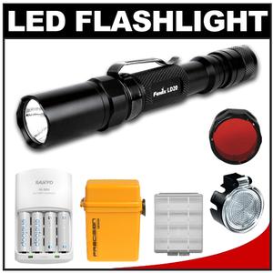 Fenix LD20 LED Waterproof Torch Flashlight with Belt Clip & Holster + Batteries/Charger + Battery Case + Diffuser Lens + Red Filter + Waterproof Case - Digital Cameras and Accessories - Hip Lens.com