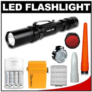 Fenix LD20 LED Waterproof Torch Flashlight with Belt Clip & Holster + Batteries/Charger + Battery Case + Waterproof Case + Flashlight Accessory Set - Digital Cameras and Accessories - Hip Lens.com