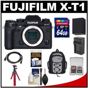 Fujifilm X-T1 Weather Resistant Digital Camera Body with 64GB Card + Sling Backpack + Tripod & Accessory Kit