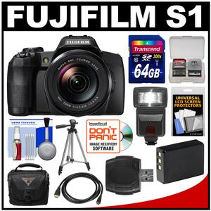 Fujifilm FinePix S1 Weather Resistant Wi-Fi Digital Camera with 64GB Card + Case + Flash + Battery + Tripod + Kit
