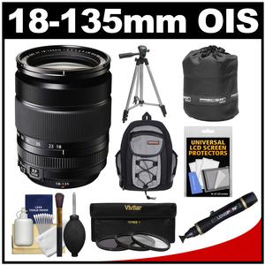 Fujifilm 18-135mm f/3.5-5.6 XF R LM OIS WR Zoom Lens with Mini Backpack + Tripod + 3 UV/CPL/ND8 Filters + Kit