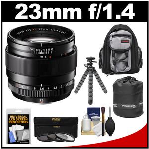 Fujifilm 23mm f/1.4 XF R Lens with 3 UV/CPL/ND8 Filters + Backpack Case + Lens Pouch + Flex Tripod + Accessory Kit
