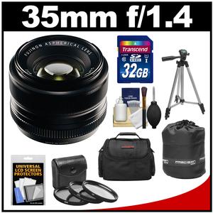 Fujifilm 35mm f/1.4 XF R Lens with 32GB Card + 3 UV/CPL/ND8 Filters + Case + Lens Pouch + Tripod + Accessory Kit