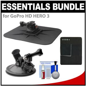 Essentials Bundle for GoPro HD HERO 3 Action Camcorder with Car Suction Windshield & Dashboard Mounts + Battery + Cleaning Kit Essentials Bundle for GoPro HD HERO 3 Action Camcorder with Car Suction Windshield & Dashboard Mounts + Battery + Cleaning Kit