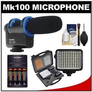 Hahnel Mk100 Uni-Directional Microphone for DSLR Cameras & Video Camcorders with (4) AAA Batteries & Charger + Pro LED Video Light + Cleaning Accessory Kit - Digital Cameras and Accessories - Hip Lens.com