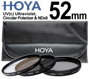 Hoya 52mm (HMC UV / Circular Polarizer / ND8) 3 Digital Filter Set with Pouch - Digital Cameras and Accessories - Hip Lens.com