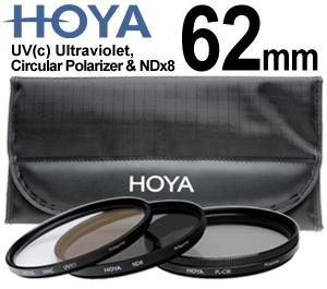 Hoya 62mm (HMC UV / Circular Polarizer / ND8) 3 Digital Filter Set with Pouch - Digital Cameras and Accessories - Hip Lens.com
