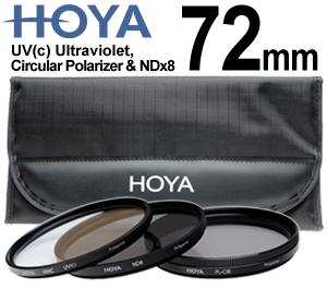 Hoya 72mm (HMC UV / Circular Polarizer / ND8) 3 Digital Filter Set with Pouch - Digital Cameras and Accessories - Hip Lens.com