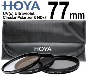 Hoya 77mm (HMC UV / Circular Polarizer / ND8) 3 Digital Filter Set with Pouch - Digital Cameras and Accessories - Hip Lens.com