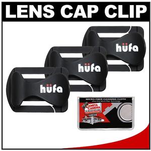 Hufa Original Lens Cap Clip (Black) [3 Pack] with Microfiber Cleaning Cloth - Digital Cameras and Accessories - Hip Lens.com
