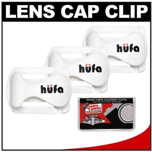 Hufa Original Lens Cap Clip (White) [3 Pack] with Microfiber Cleaning Cloth - Digital Cameras and Accessories - Hip Lens.com
