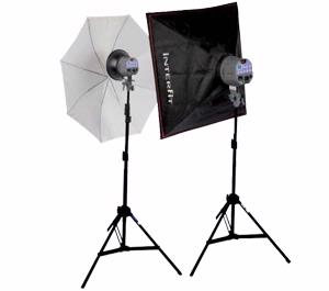 Interfit INT119 EXD200 Digital Studio Flash Lighting Kit with (2) Flash Heads  (2) Stands  Reflector & 24" Softbox - Digital Cameras and Accessories - Hip Lens.com