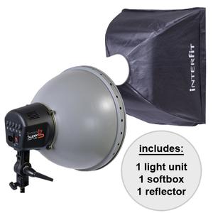 Interfit INT116 Super Cool Lite 5 Studio Lighting Kit with 500w Fluorescent Head  15" Reflector & 24" Softbox - Digital Cameras and Accessories - Hip Lens.com