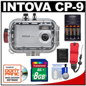 Intova CP-9 Compact Digital Camera with 130' Waterproof Housing with 8GB Card + Batteries & Charger + Floating Strap + Cleaning Kit