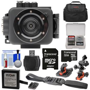 Intova Edge X Waterproof Sports HD Video Camera Camcorder with 32GB Card + Battery + 2 Helmet & Flat Surface Mounts + Case + Kit
