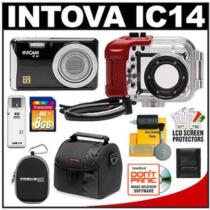 Intova IC14 Sports Digital Camera with 180' Waterproof Housing (Black) with 8GB SD Card + Card Reader + (2) Cases + Accessory Kit - Digital Cameras and Accessories - Hip Lens.com