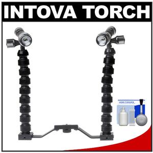 Intova LED Mini Torch Flashlight / Video Light with Additional LED Mini Torch + Brackets & Flex Arms + Cleaning Kit