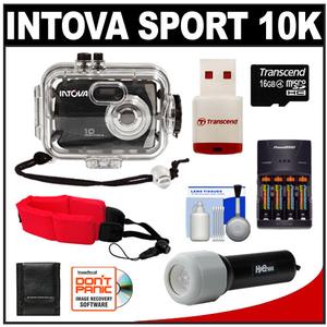 Intova Sport 10K Waterproof Digital Camera with 140' Underwater Housing with 16GB Card + Batteries &amp; Charger + Case + LED Torch + Accessory Kit