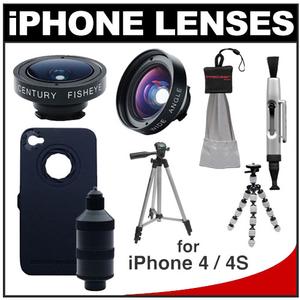 iPro Lens System for Apple iPhone 4 & 4S with Case  Handle  Fisheye & Wide-Angle Lenses + Tripods + Accessory Kit - Digital Cameras and Accessories - Hip Lens.com