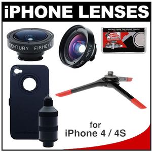 iPro Lens System for Apple iPhone 4 & 4S with Case  Handle  Fisheye & Wide-Angle Lenses + Joby Micro 250 Tripod + Accessory Kit - Digital Cameras and Accessories - Hip Lens.com