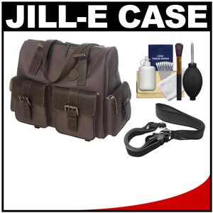 Jill-e Jack Rolling Satchel Nylon & Leather Digital SLR Camera Bag (Brown) with Camera Strap + Accessory Kit