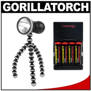 Joby Gorillatorch 65 Lumen Cree LED Flashlight with Compact Mini Flexible Tripod (Grey) with 4 AA Batteries + Charger Kit - Digital Cameras and Accessories - Hip Lens.com