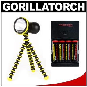 Joby Gorillatorch 65 Lumen Cree LED Flashlight with Compact Mini Flexible Tripod (Yellow) with 4 AA Batteries + Charger Kit - Digital Cameras and Accessories - Hip Lens.com