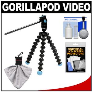 Joby Gorillapod Video Tripod with Smooth Pan & Tilt Head (Black/Blue) with Cleaning Accessory Kit - Digital Cameras and Accessories - Hip Lens.com